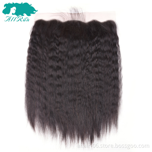 Wholesale price brazilian human hair yaki kinky straight lace frontal